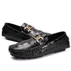Women's Metal Chain Loafers Patent Leather Non Slip Flats
