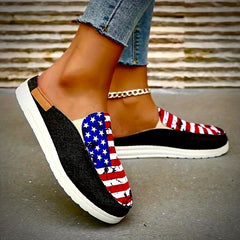 Women's Flag Pattern Slip On Flat Shoes Lightweight Casual Outdoor Shoes