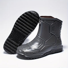 Women's Gray Rain Boots Anti-skid Waterproof Slip On Shoes