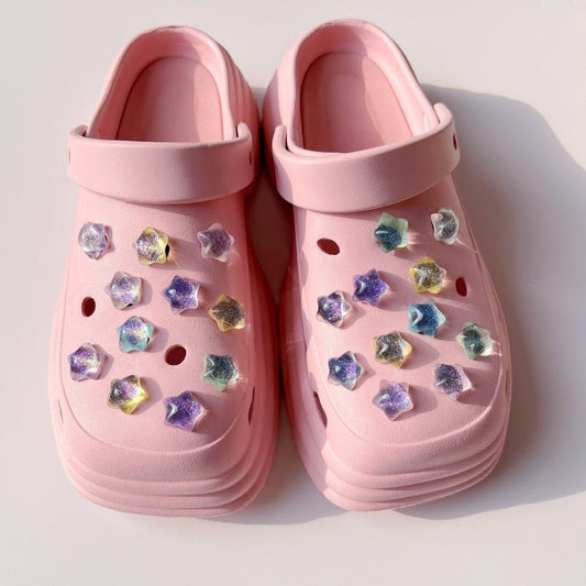 22pcs Glittery Pentagram Colorful Shoe Accessories for Girls