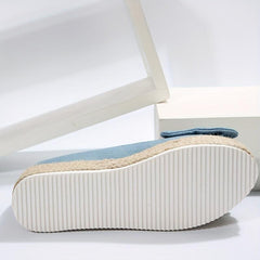 Women's Bowknot Decor Slip On Shallow Mouth Espadrilles Thick Bottom Shoes