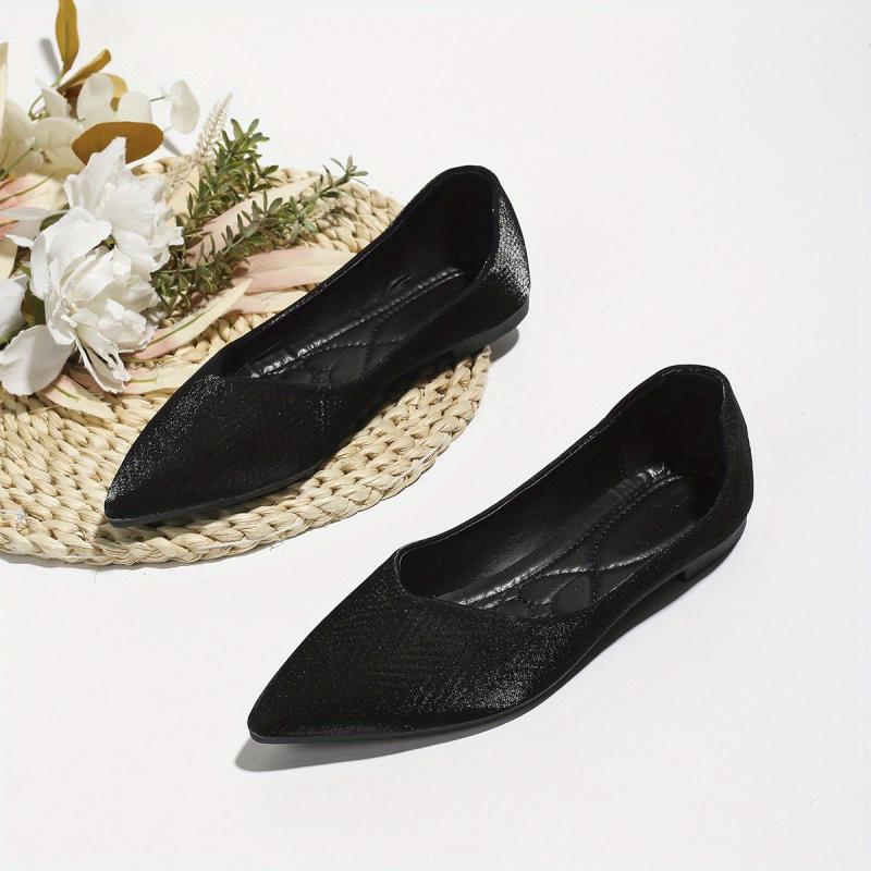 Women's Satin Ballet Flats Pointed Toe Soft Sole Slip On Shoes