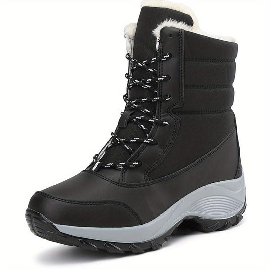 Women's Platform Snow Boots Lace Up Plush Lined Outdoor Boots