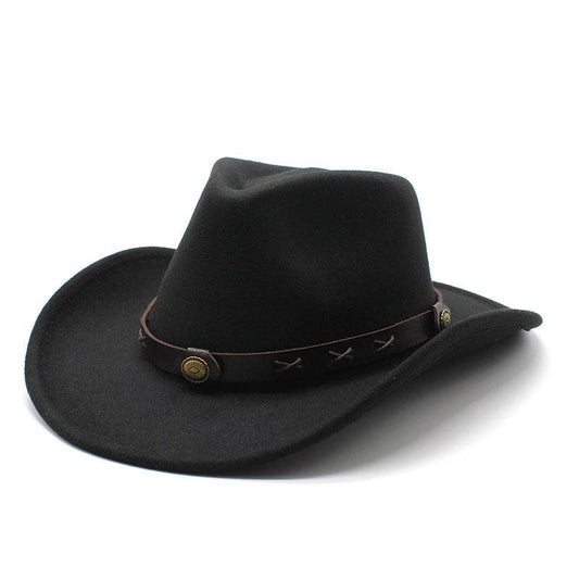 Classic Wide Belt Fedora Hat - Western Style
