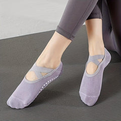 5 Pairs Anti Slip Yoga Socks for Exercise Fitness Indoor Jump Rope Dance Socks