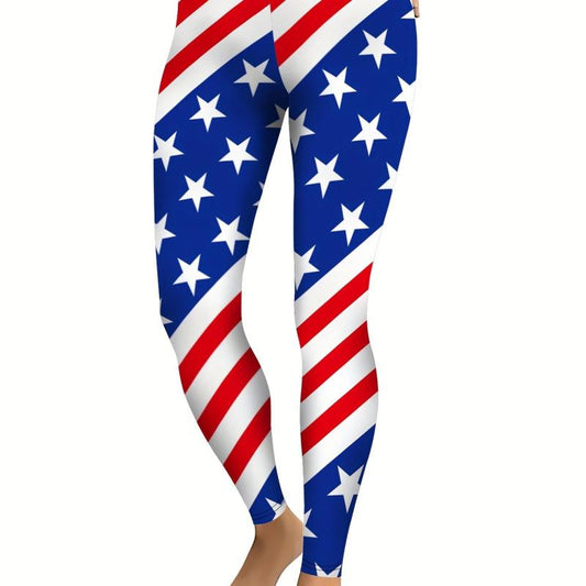 Women's American Flag Star & Striped Leggings for Yoga