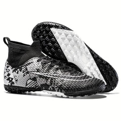 Boy's High Top Turf Soccer Cleats Anti-Skid Lace Up TF Football Boots