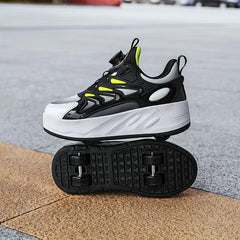 Boy's Roller Shoes Rotating Buckle Skate Sneakers Kids Teen Outdoor