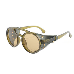 KEITHION Steampunk Style Round Vintage Sunglasses