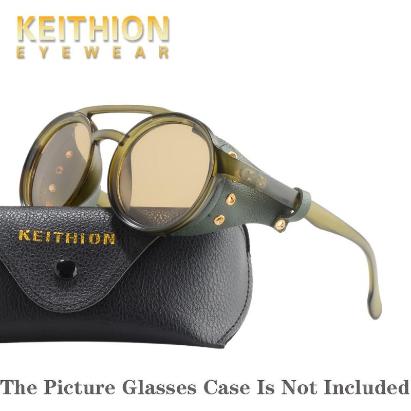KEITHION Steampunk Style Round Vintage Sunglasses