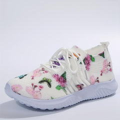 Floral Print Mesh Sports Shoes Lightweight Travel Shoes