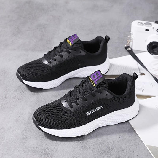 Women's Letter Graphic Slip-on Sneakers Soft Sole Breathable Mesh Shoes