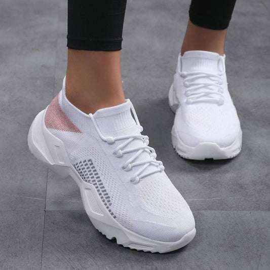 Women's Weaving Sneakers Non Slip Comfortable Lace Up Running Shoes