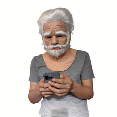 Old Man Hair Mask Latex Head Cover Funny Halloween Cosplay Props