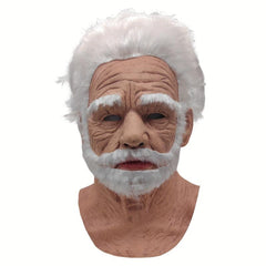 Old Man Hair Mask Latex Head Cover Funny Halloween Cosplay Props