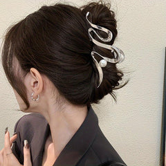 Wave Faux Pearl Hair Clip Headwear for Women