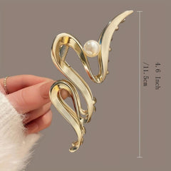 Wave Faux Pearl Hair Clip Headwear for Women