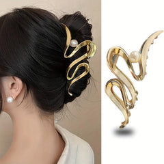 Wave Faux Pearl Hair Clip Headwear for Women