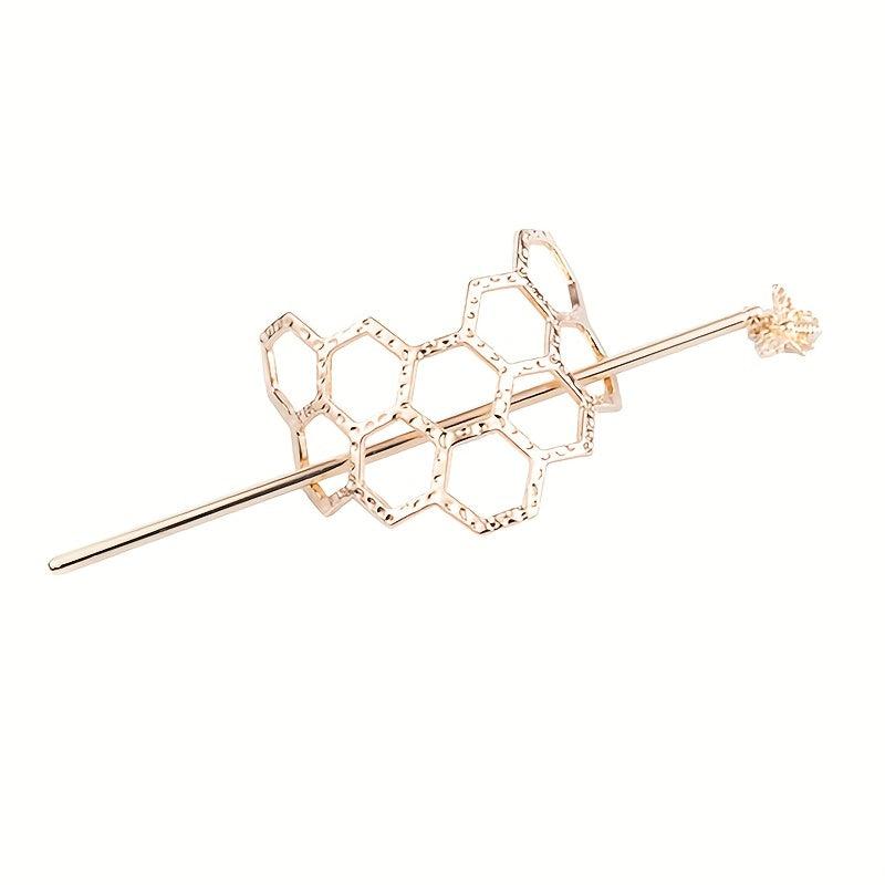 Honeycomb Hairpin Bee Twist Headwear Metal Hair Bun Cage