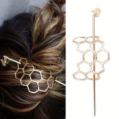 Honeycomb Hairpin Bee Twist Headwear Metal Hair Bun Cage