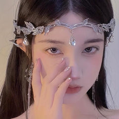 Crystal Leaves Tiaras Crowns For Women Elf Headpiece Fairy Costume