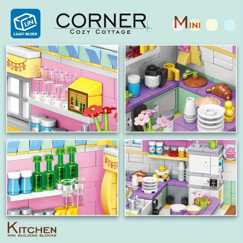 Mini Kitchen Creative Model Ornaments Puzzle Building Block Toys
