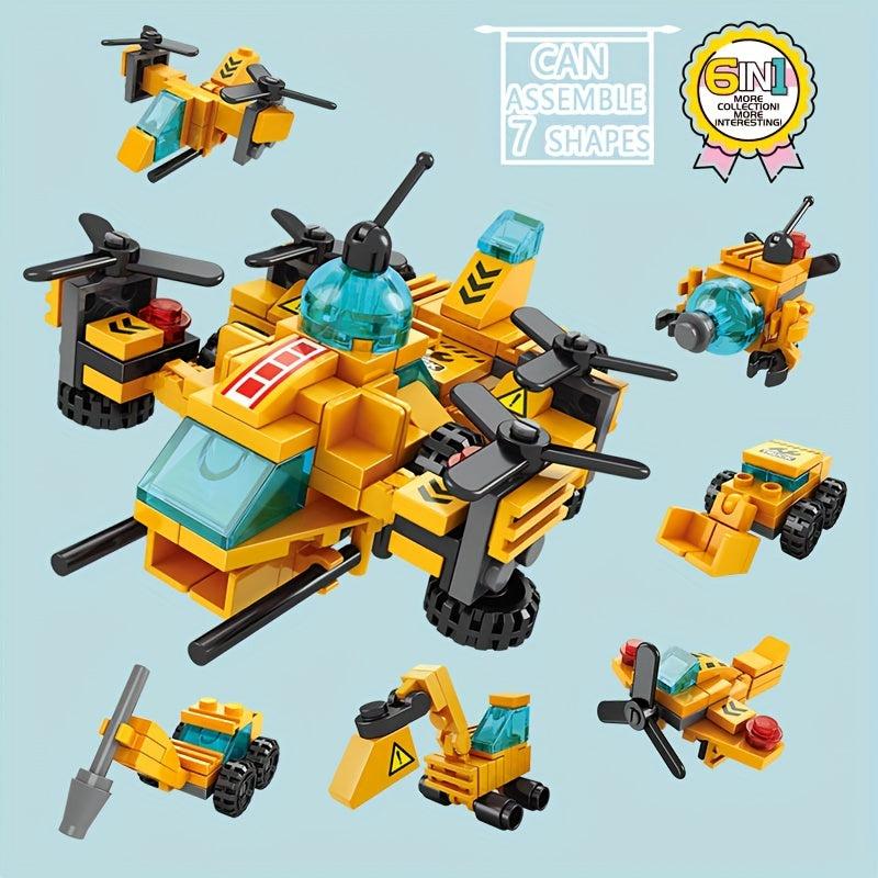 6-in-1 Engineering Aircraft Building Blocks Educational Toy