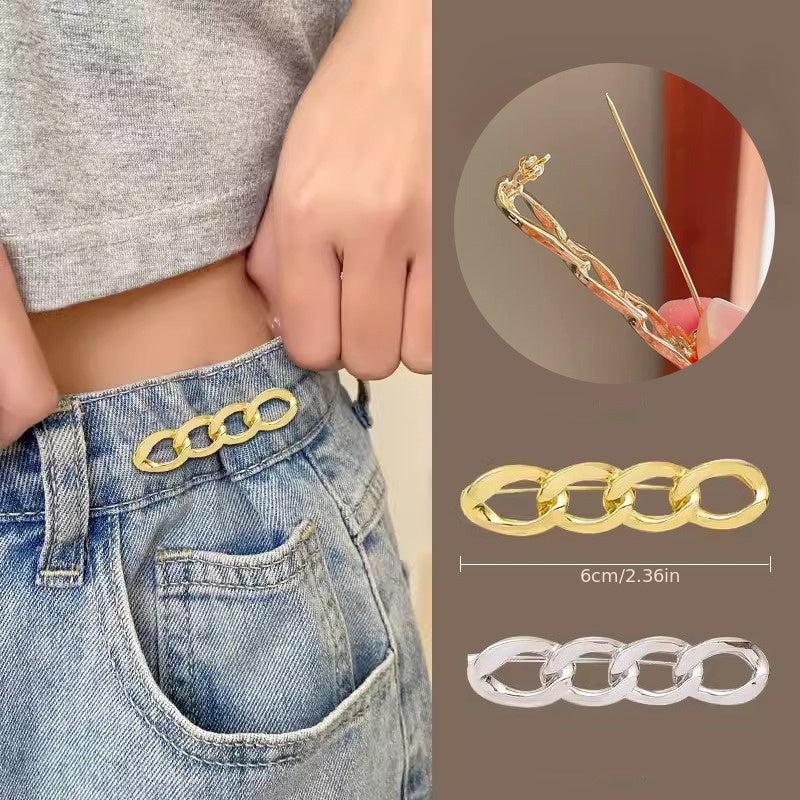Men's Chain Pin Brooch Waist Tighting Clip Safety Pin Brooch Sweater