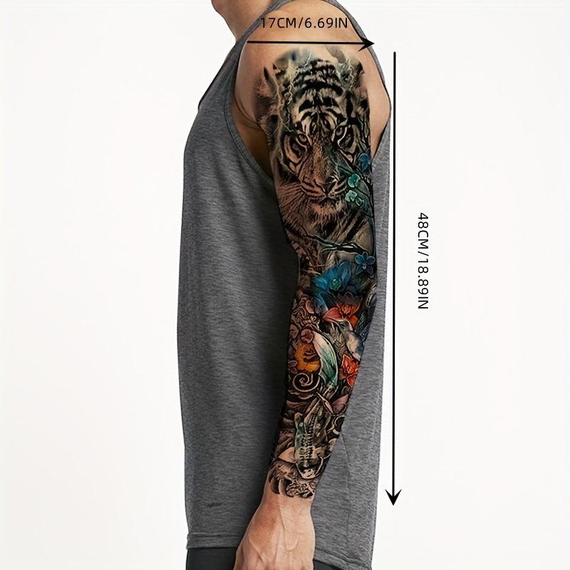 1PC Long Flower Arm Tattoo Stickers Men's Waterproof Tattoo Decoration