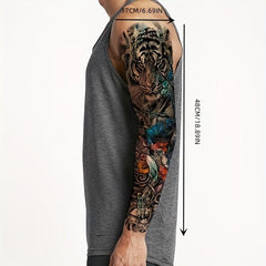1PC Long Flower Arm Tattoo Stickers Men's Waterproof Tattoo Decoration