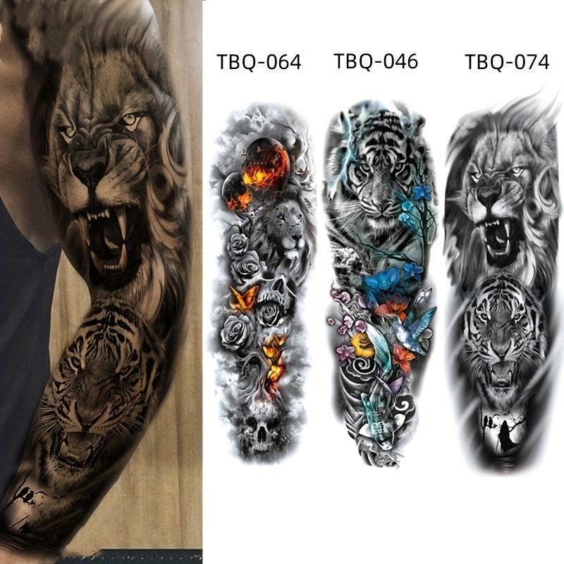 1PC Long Flower Arm Tattoo Stickers Men's Waterproof Tattoo Decoration