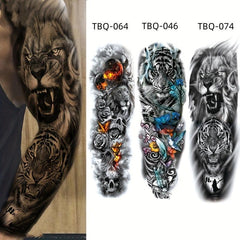 1PC Long Flower Arm Tattoo Stickers Men's Waterproof Tattoo Decoration