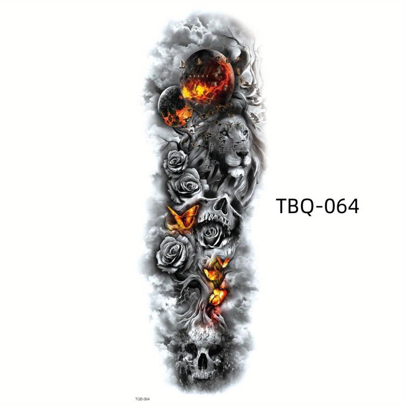 1PC Long Flower Arm Tattoo Stickers Men's Waterproof Tattoo Decoration