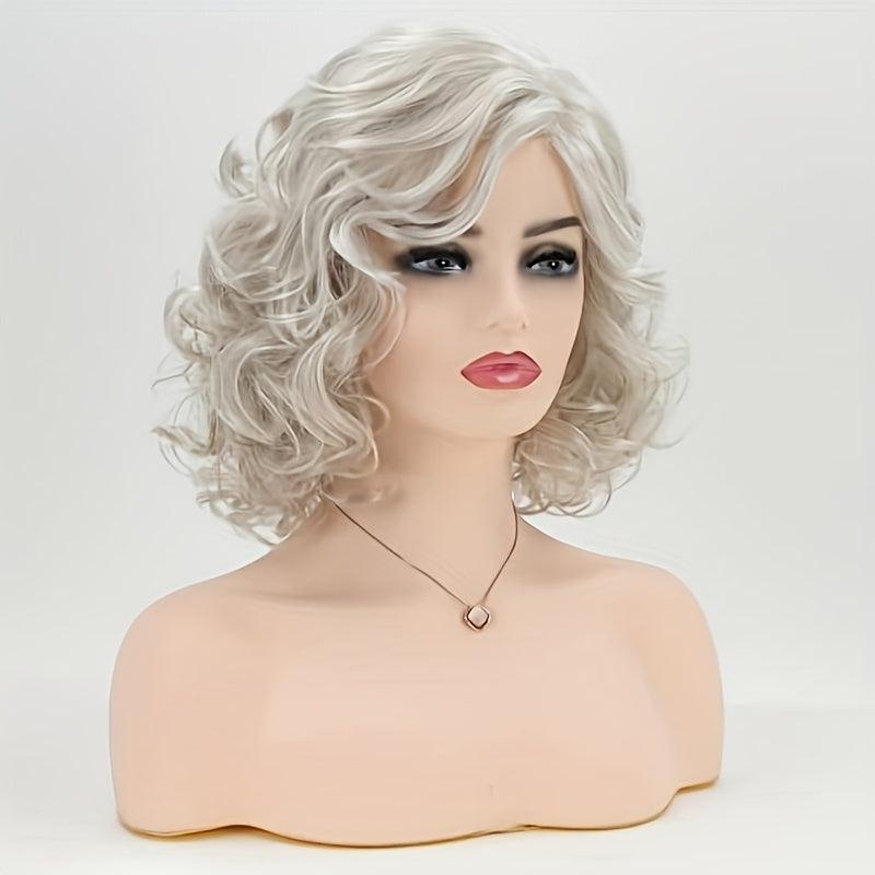 Short Curly Hair Wigs Grey Hair Lace Wigs Gray Wavy for Women