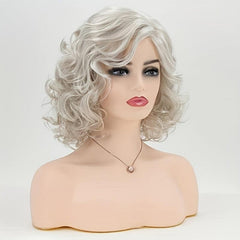 Short Curly Hair Wigs Grey Hair Lace Wigs Gray Wavy for Women