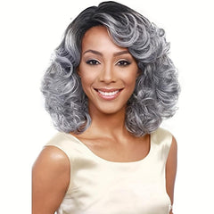 Short Curly Hair Wigs Grey Hair Lace Wigs Gray Wavy for Women
