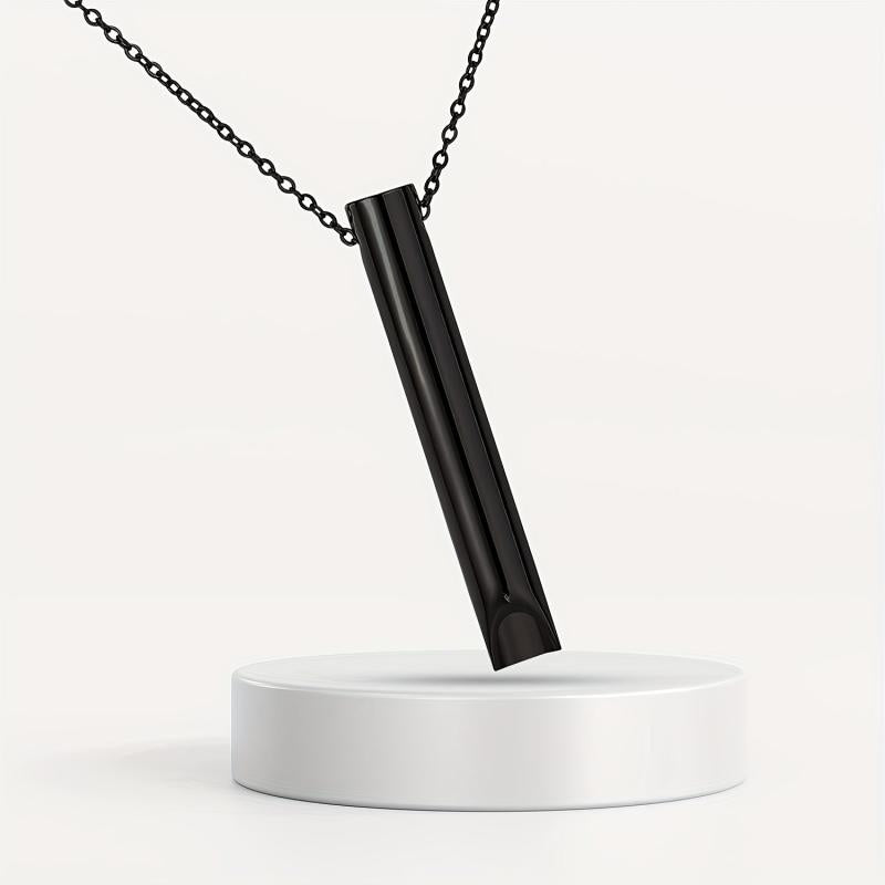 Stainless Steel Mindful Breathing Pendant Necklace Meditation Anxiety Relief