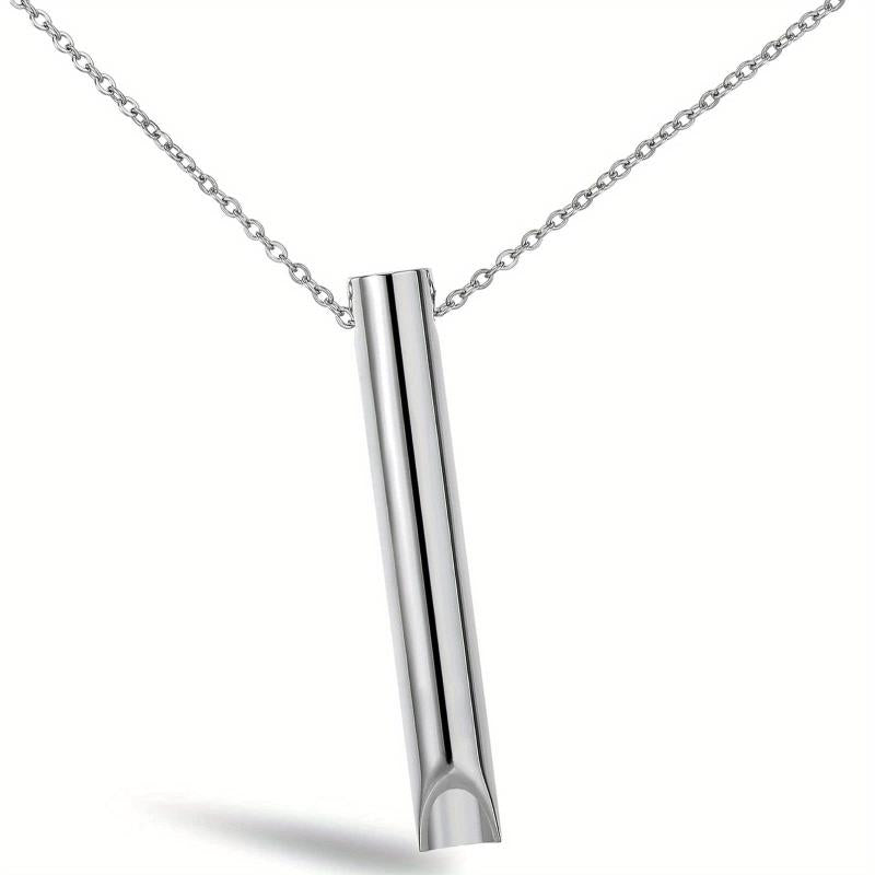 Stainless Steel Mindful Breathing Pendant Necklace Meditation Anxiety Relief