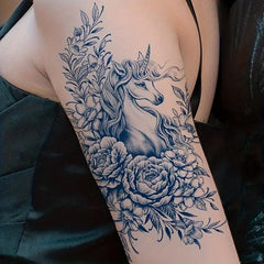 Flower Unicorn Semi-permanent Tattoo Sticker, Lasts 5-7 Days