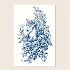 Flower Unicorn Semi-permanent Tattoo Sticker, Lasts 5-7 Days