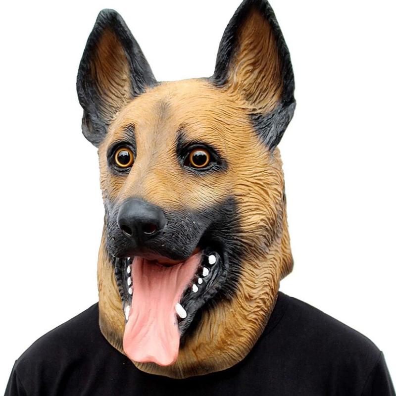 Men's Dog Head Mask Halloween Party Underdog Costume Latex Animal Mask