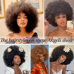 16in Women Long Afro Wig Curly Bouncy Soft Synthetic Big Afro Wig