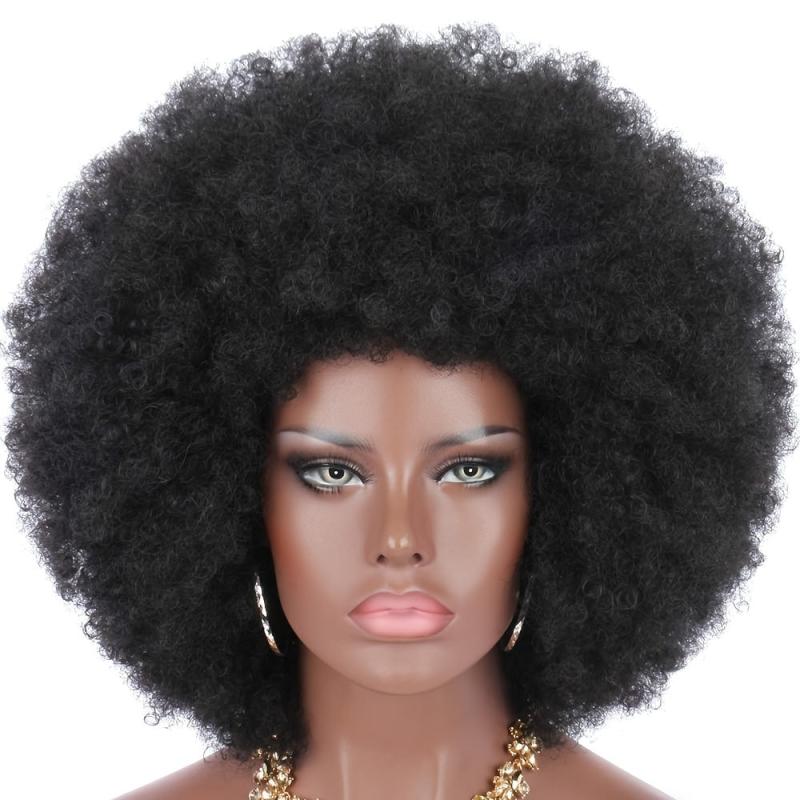 16in Women Long Afro Wig Curly Bouncy Soft Synthetic Big Afro Wig