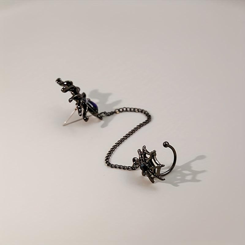 Dark Series Spider Halloween Earbone Clip Moonlight Stone Water Drop Shape