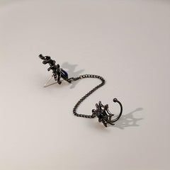Dark Series Spider Halloween Earbone Clip Moonlight Stone Water Drop Shape