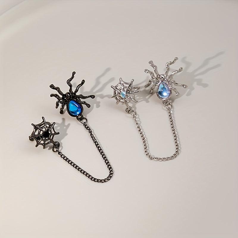 Dark Series Spider Halloween Earbone Clip Moonlight Stone Water Drop Shape