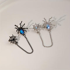 Dark Series Spider Halloween Earbone Clip Moonlight Stone Water Drop Shape