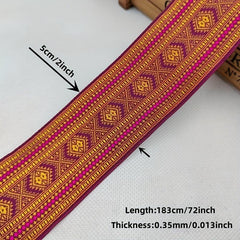 Vintage Jacquard Ribbon Embroidered Lace 2 Yards 2inch for Sewing Crafts