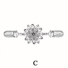 Vintage Sweater Shawl Clip Metal Dress Cardigan Brooch Floral Pattern