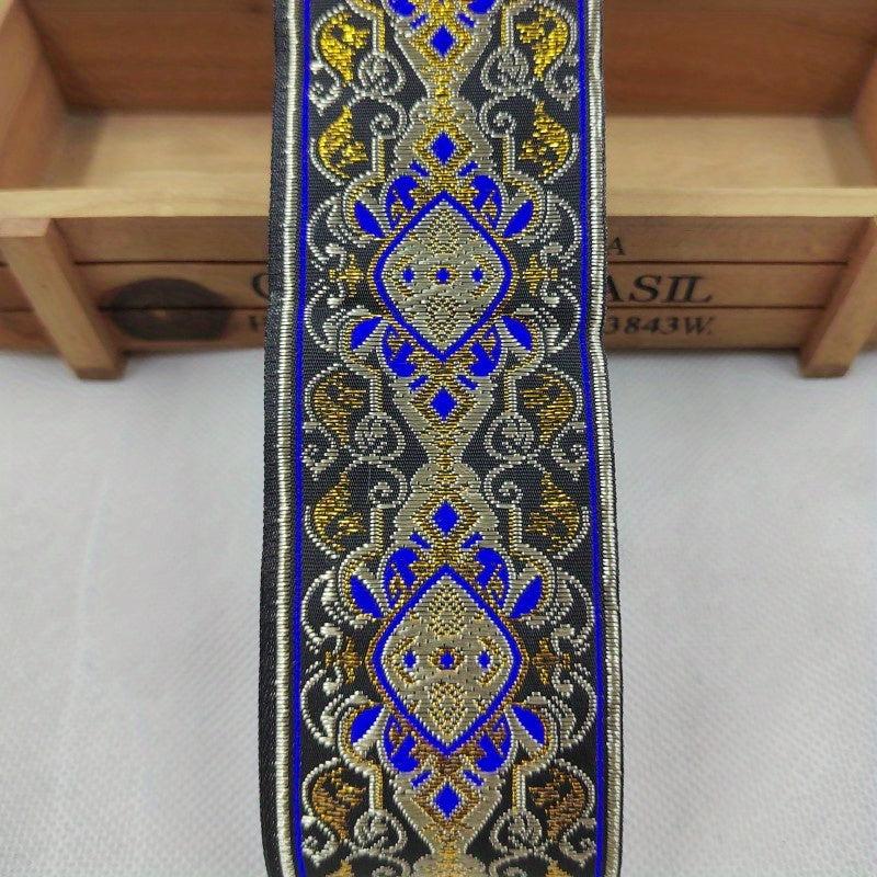 2 Yards 2inch Jacquard Trim Lace Ribbon Floral Embroidery Woven Trimming